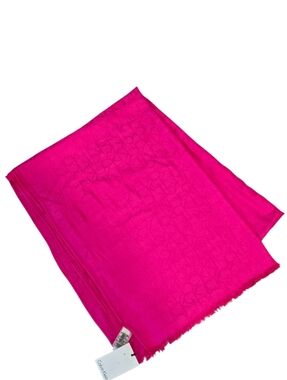 Calvin Klein Scarf Pink Monogram Logo Fringe Lightweight Wrap NWT